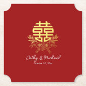 Cirkel dubbel geluk bloem chinese bruiloft kartonnen onderzetters (Voorkant)