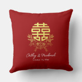 Cirkel dubbel geluk bloem chinese bruiloft kussen (Achterkant)