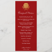 Cirkel dubbel geluk bloem chinese bruiloft menu (Voorkant)