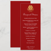 Cirkel dubbel geluk bloem chinese bruiloft menu (Voorkant / Achterkant)