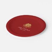 Cirkel dubbel geluk bloem chinese bruiloft papieren bordje (Gekanteld)