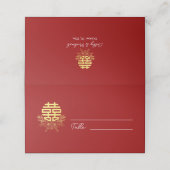 Cirkel dubbel geluk bloem chinese bruiloft plaatskaartje (Buitenkant ongevouwen)