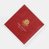 Cirkel dubbel geluk bloem chinese bruiloft servet (Hoek)