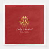 Cirkel dubbel geluk bloem chinese bruiloft servet (Voorkant)