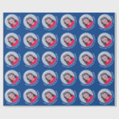 Cirkel één Foto met Birthday Greeting - Blauw Cadeaupapier (Vlak)