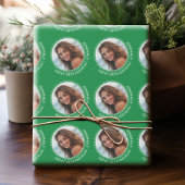 Cirkel één Foto met Birthday Greeting - Groen Cadeaupapier