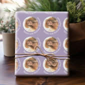 Cirkel één Foto met Birthday Greeting - Lila Cadeaupapier