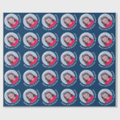 Cirkel één Foto met Birthday Greeting - marine Cadeaupapier (Vlak)