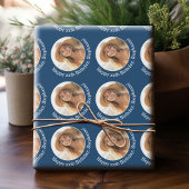 Cirkel één Foto met Birthday Greeting - marine Cadeaupapier