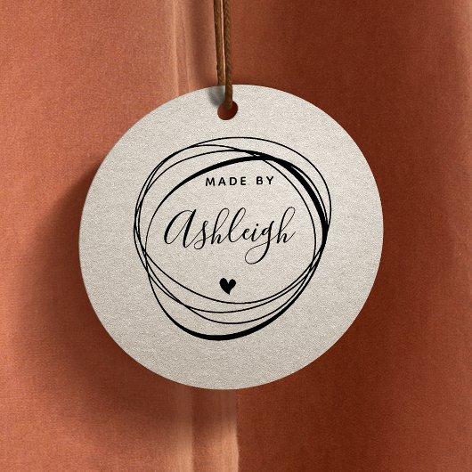 Cirkel en hart met grafische handtekeningen gemaak rubberstempel