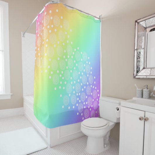 Cirkel- en Stip Regenboogrand Douchegordijn (In situ)