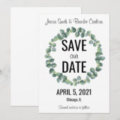 Cirkel Eucalyptus "Save our Date"-Kaarten Kaart (Voorkant / Achterkant)