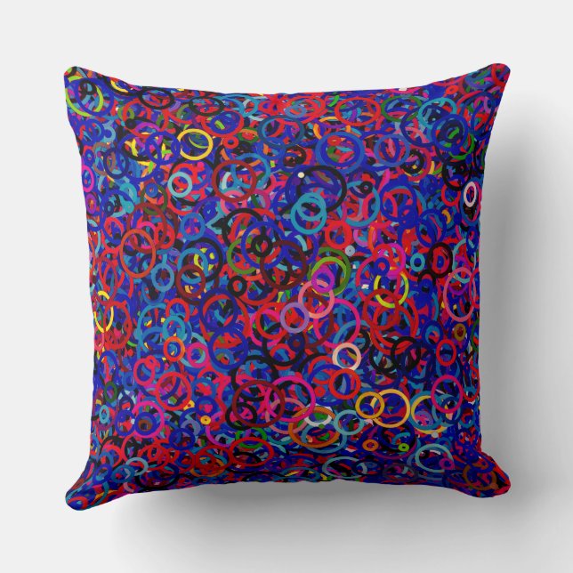 Cirkel Feestje- Blauw Gemengde Kleuren Donker Kussen (Achterkant)