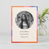 Cirkel Foto Kleurrijke Rand Moderne Afstuderen Aankondiging (Staand voorkant)