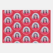 Cirkel Foto met Birthday Greeting Red Background Inpakpapier Vel (Voorkant 3)
