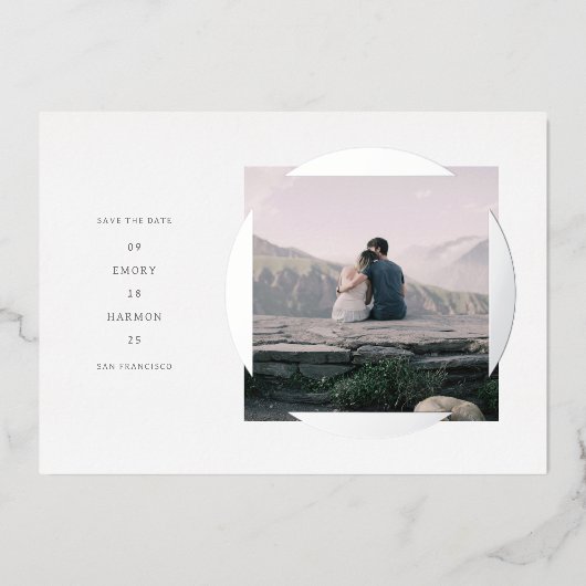 Cirkel frame Save the Date kaart (Voorkant)