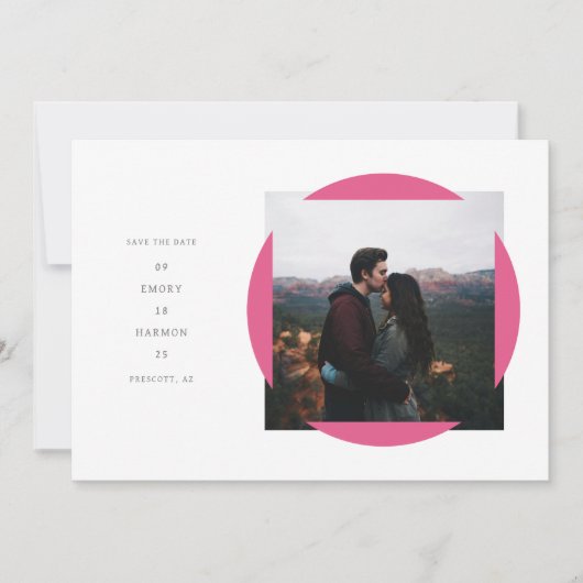Cirkel frame Save the Date kaart (Voorkant)
