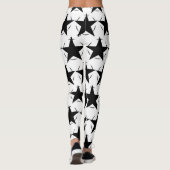 Cirkel geometrisch patroon van zwarte en witte ste leggings (Achterkant)