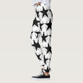 Cirkel geometrisch patroon van zwarte en witte ste leggings (Links)