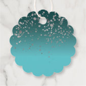 Cirkel geschulpte notitie | Blue Silver Confetti Bedankjes Labels (Achterkant)