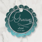 Cirkel geschulpte notitie | Blue Silver Confetti Bedankjes Labels (Voorkant)