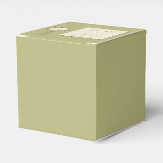 Cirkel Groen en Crème Monogram Favor Box Bedankdoosjes (Voorkant Zijde)