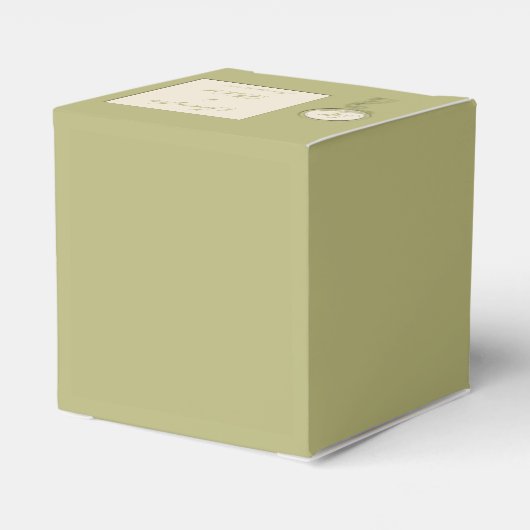 Cirkel Groen en Crème Monogram Favor Box Bedankdoosjes (Achterkant)