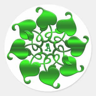 Cirkel Groene bladeren Mandala. Ronde Sticker