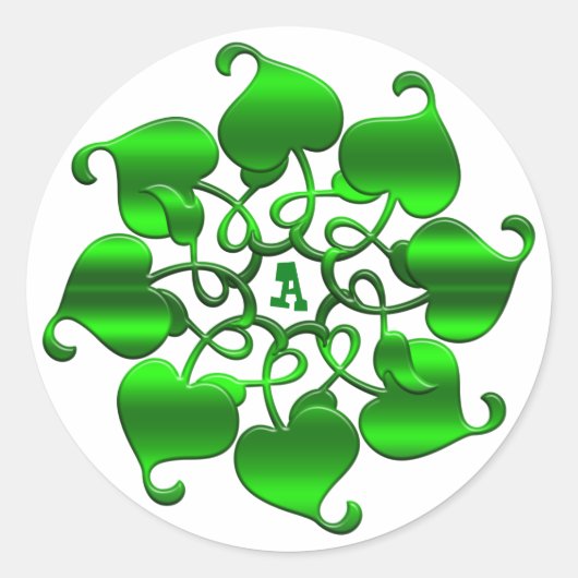 Cirkel Groene bladeren Mandala. Ronde Sticker (Voorkant)