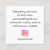 Cirkel Kleding Pins Blauw en Perzik IG Babysitter Vierkante Visitekaartje (Achterkant)