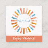 Cirkel Kleding Pins Blauw en Perzik IG Babysitter Vierkante Visitekaartje (Voorkant)