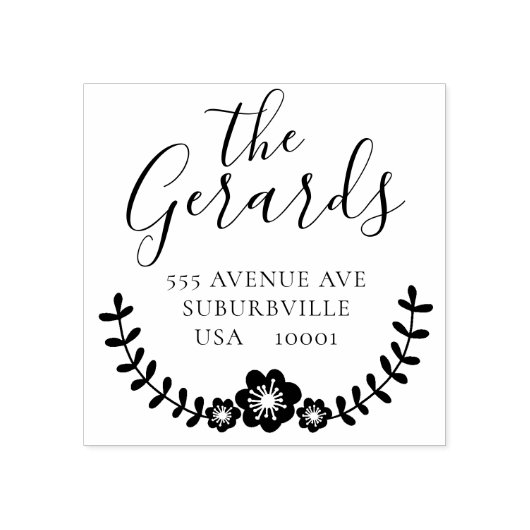 Cirkel krans familie adres aangepaste rubberen ste rubberstempel (Afrduk)