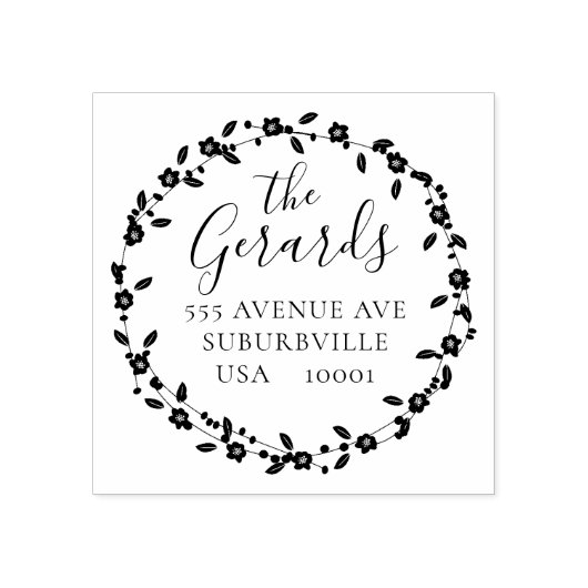 Cirkel krans familie adres aangepaste rubberen ste rubberstempel (Afrduk)