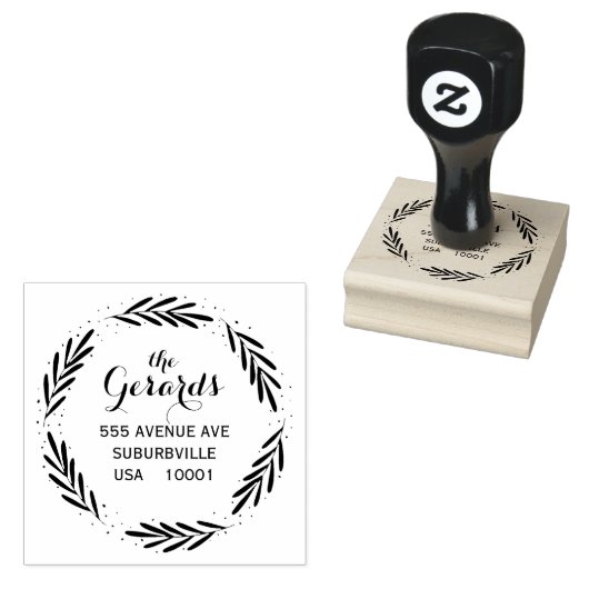 Cirkel krans takken aangepaste rubberen stempel (Gestempeld)