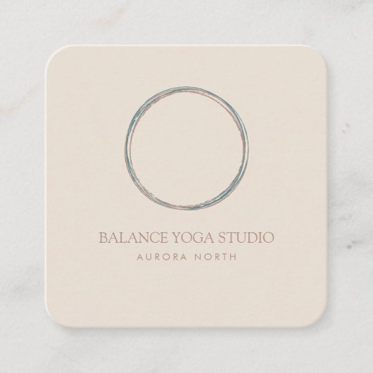 Cirkel levenssymbool Yoga Aangepaste naam Vierkante Visitekaartje (Voorkant)