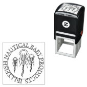 Cirkel Lijst Cute Minimal Nautical Jellyfish Zelfinktende Stempel (In situ)