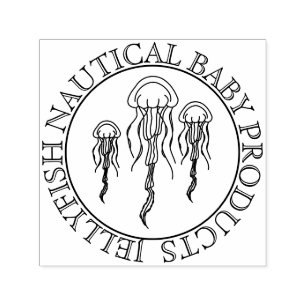 Cirkel Lijst Cute Minimal Nautical Jellyfish Zelfinktende Stempel