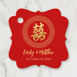 Cirkel lijst dubbel geluk Chinees bruiloft Bedankjes Labels
