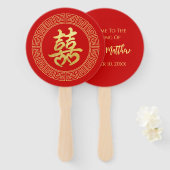 Cirkel lijst dubbel geluk Chinees bruiloft Handwaaier (Voorkant en achterkant)