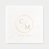 Cirkel Lijst Monogram Folie bruiloft Folie Servetten (Voorkant)