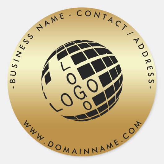 Cirkel Logo en tekst gouden textuur Ronde Sticker (Voorkant)