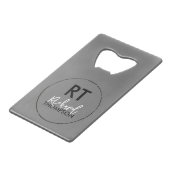 Cirkel Logo Monogram grijs Creditkaart Flessenopener (Achterkant Gekanteld)