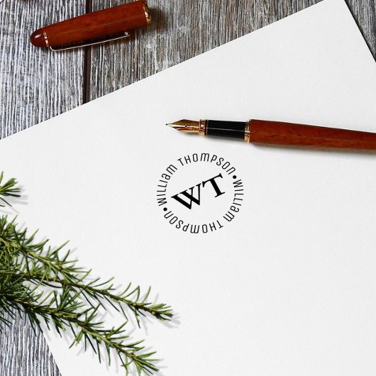 Cirkel Logo Monogram (naam & initialen) Rubberstempel