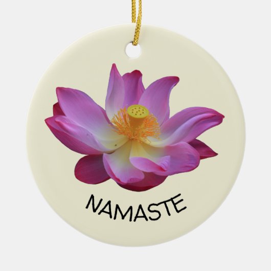 Cirkel Lotus Namaste Yoga Keramisch Ornament (Voorkant)