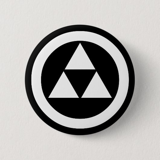 Cirkel met drie schubben ronde button 5,7 cm (Voorkant)