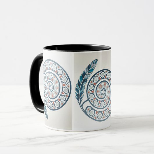 Cirkel met een veer mok (Voorkant links)