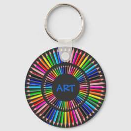 Cirkel met gekleurde pennen, kunstleraar, artiest sleutelhanger