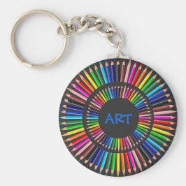 Cirkel met gekleurde pennen, kunstleraar, artiest sleutelhanger