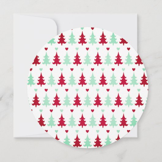 Cirkel met kerstfeest rond groen en rood boompatro kaart (Achterkant)
