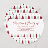 Cirkel met kerstfeest rond groen en rood boompatro kaart (Voorkant / Achterkant)